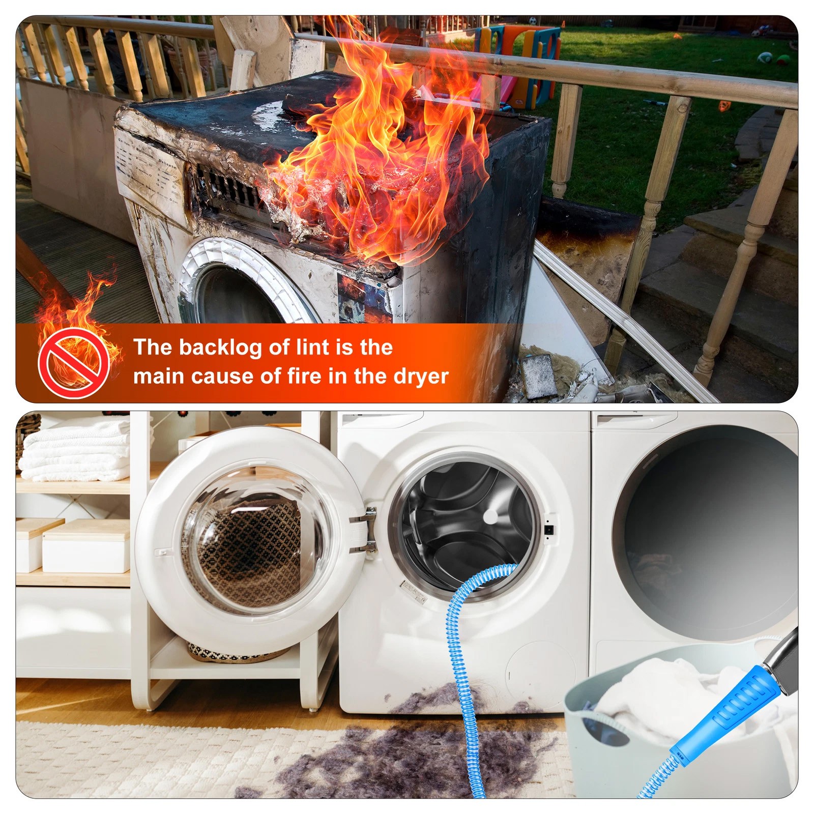 Dryer Vent Cleaner Kit Vacuum Attachment Hose with Lint Remover Cleaning Brush