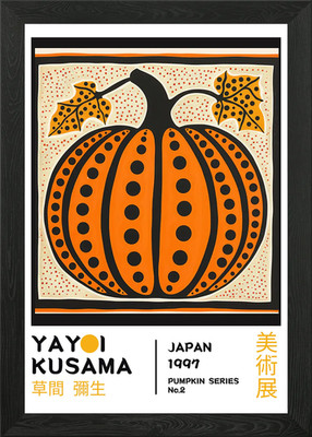 Yayoi Kusama Kürbis Nr.2 Ausstellung gerahmtes Wandbild Poster Leinwanddruck Bild