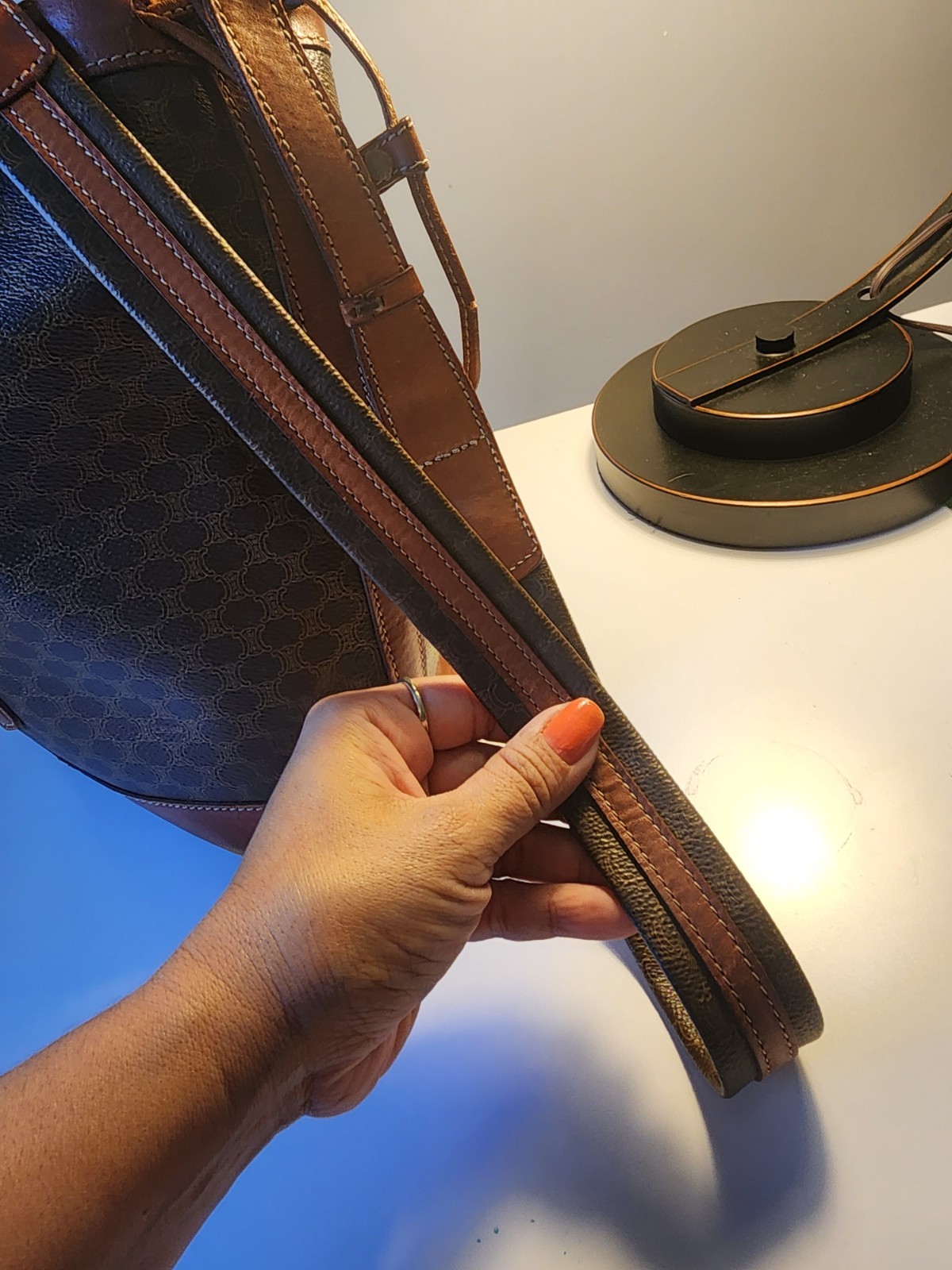 CELINE macadam Authentic Drawstring Shoulder Bag … - image 5