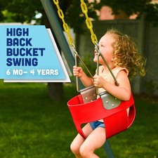 Toddler Swing Seat with Coated Swing Chains High Back Full Bucket Swing for Kids