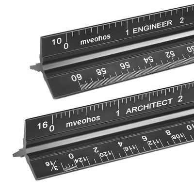Architectural and Engineering Scale Ruler Set, Imperial Measurements 12'', Bl...