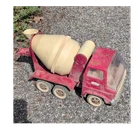 Tonka Vintage Plastic Cement Mixer Truck Red Cream Construction Toy Collectible