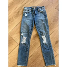 Joes Jeans Womens Blue Distressed Skinny Jeans Cut 1518900 Size 25