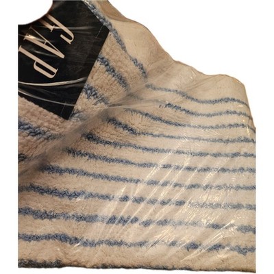 NEW Gap Home Reversible Stripe Cotton Bath Rug 20 x 30 In White/Blue NWT, plush!