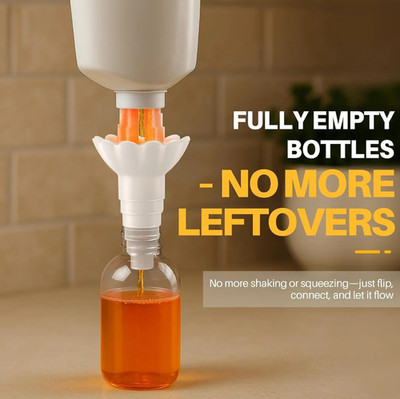 2pcs White Bottle Emptying Transfer Kit Reusable Funnel Adapter Set - NEW