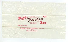 c1940s Marvin's Fudge 10c candy bar wrapper -  1-3/4 oz - Dallas Candy, Texas