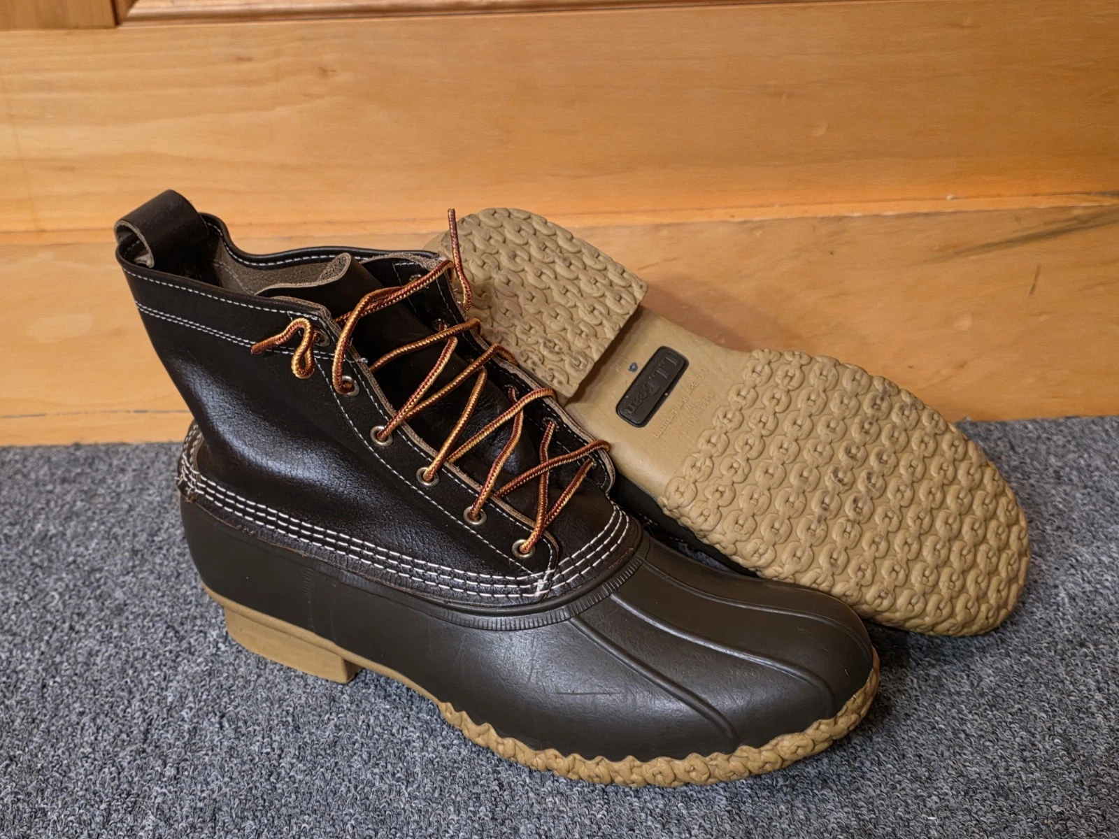 RARE Mens LL Bean 8” Bean Duck Rain Mud Boots Thinsulate 503048 BROWN/BROWN 12M