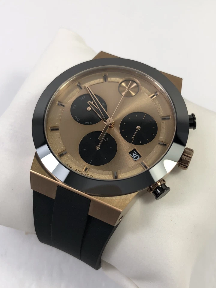 Movado Bold Fusion Chronograph Quartz Bronze Dial Men's Rubber Watch 3600854 - image 3 of 4