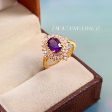 Amethyst Ring, Cluster Ring, Promise Gift Ring, February Birthstone