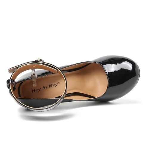 Men's Ankle Strap Wide High Heels Stiletto Key Locker Red Drag Queen LGBTQ Shoes - 第 10/30 張圖片