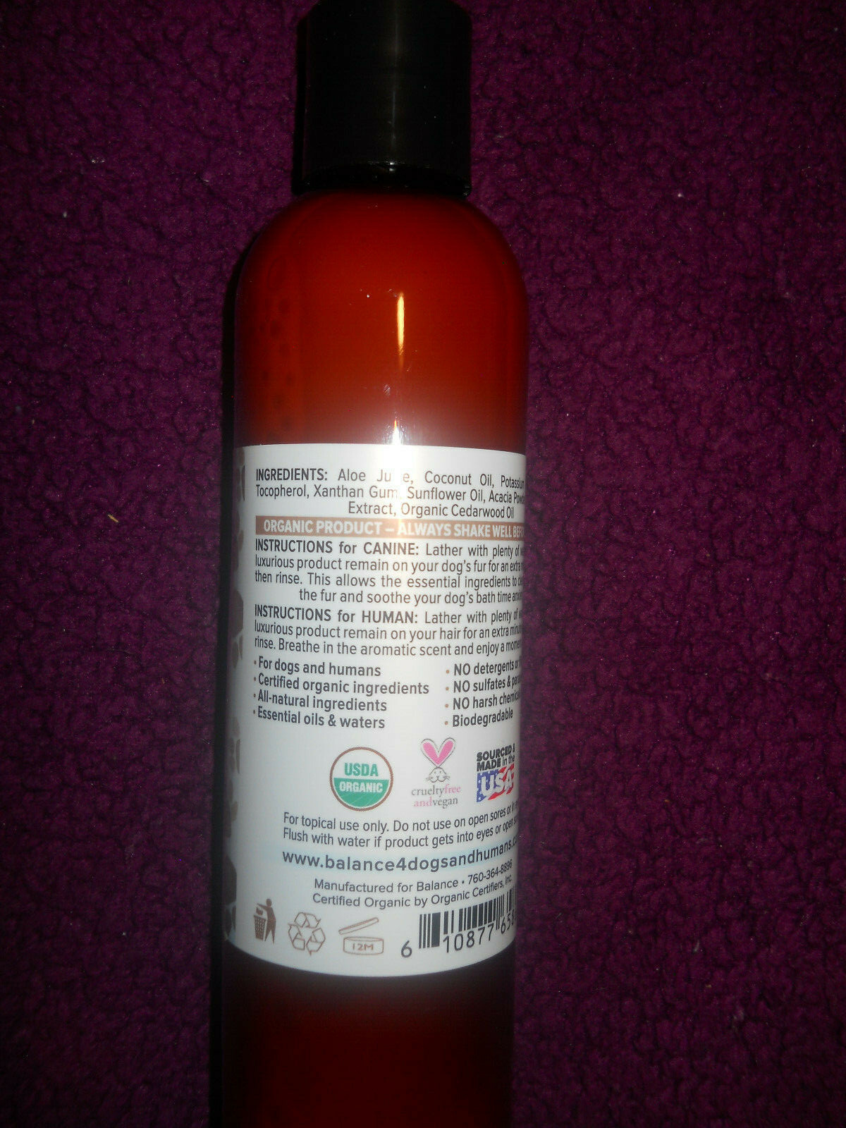 Balance Botanical Hair & Fur Shampoo For Dogs & Humans 8 fl. oz. - Cedarwood C23