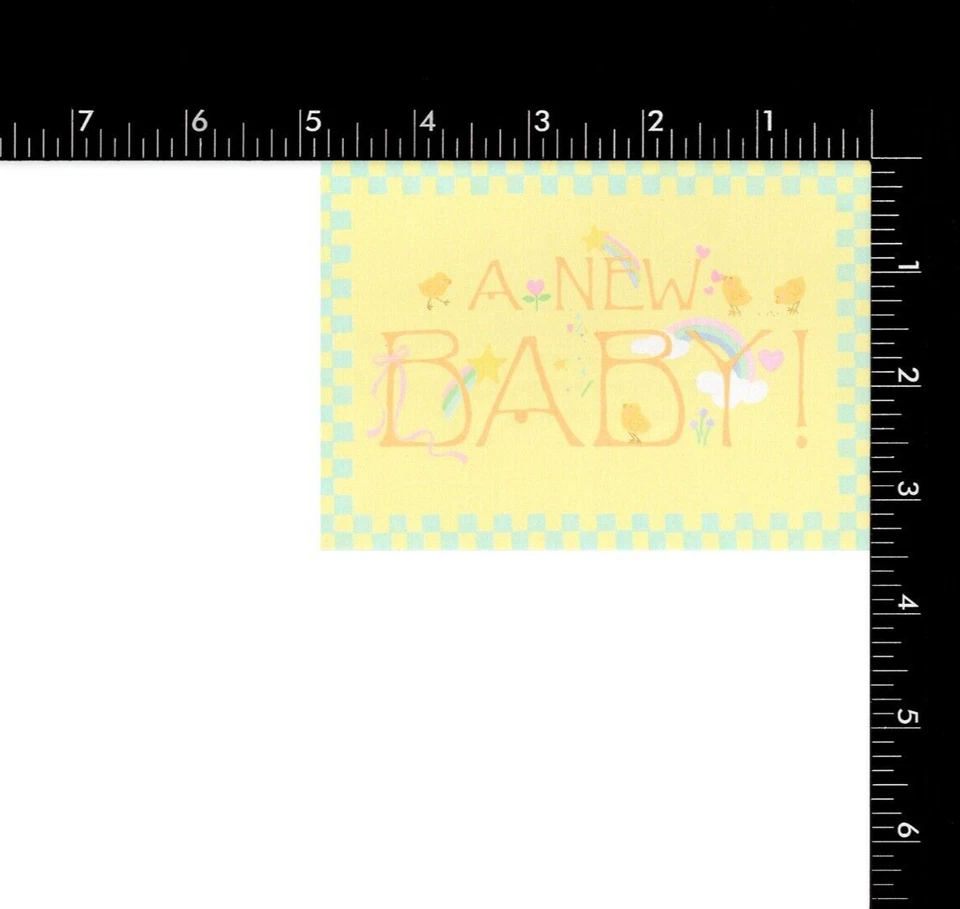 LOT OF 10 HALLMARK NEW BABY Announcements + Envelopes, Yellow Cute Chick Rainbow - Image 4 of 4