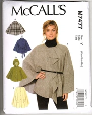 McCall's M7477 Misses XSM to M Sweater Wraps and Ponchos Sewing Pattern