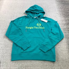 Sergio Tacchini Sweater Mens Small Heritage Hoodie Blue Green Sweatshirt Casual