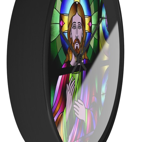 Home Decor Wall Clock Christian Jesus Christ Stained Glass Style Art Bible Room - Picture 12 of 13