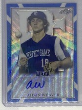 2021 LEAF PERFECT GAME METAL BLUE WAVE AIDAN WEAVER AUTO #3/10