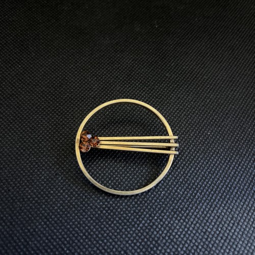 Broche Vintage Fleur Métal Doré Et Perles Fantaisie - Bijou Rétro DN971