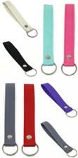 Solid color fabric with button Wristlet keychain key fob with keyring