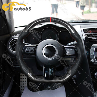 Real Carbon Fiber Sport Steering Wheel Fits 08-10 MAZDA RX-8 MX-5 Mk3 Rx3 Miata