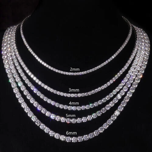 Cadena de tenis moissanita real VVS1 D 2mm 16-24" sólida 925 pasa prueba de diamantes!!! Foto 3 de 4