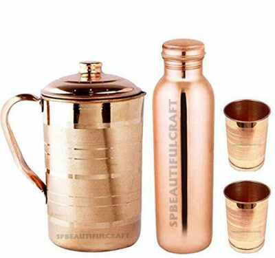 100% Pure Copper Water Bottle 900 ml Water Pitcher Jug 1500 ml Drinking Tumbler