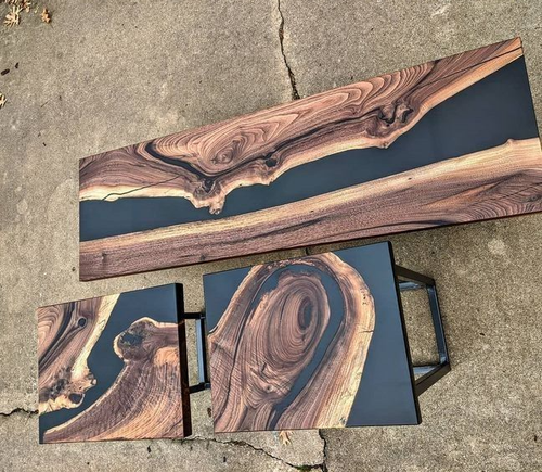New Epoxy Resin Art Live Edge Table Top Custom For Kitchen Counter Top Slabs - Picture 2 of 5