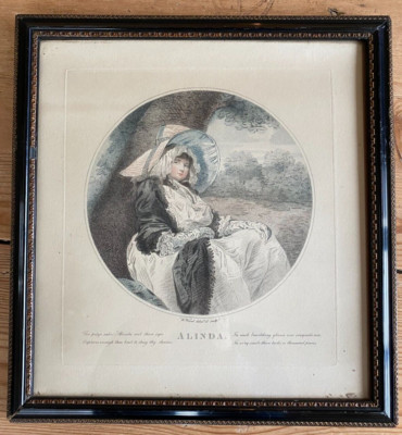 Antique 18th c Engraving By William Ward 'ALINDA'