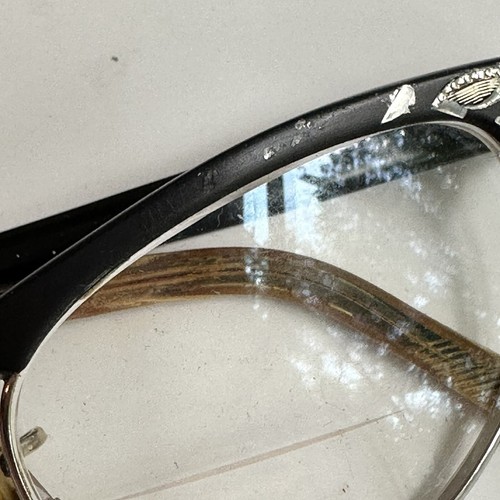 Artcraft Vtg Cat Eye Frames Glasses Aluminum Silver Black Floral Benson Optical - Picture 15 of 24