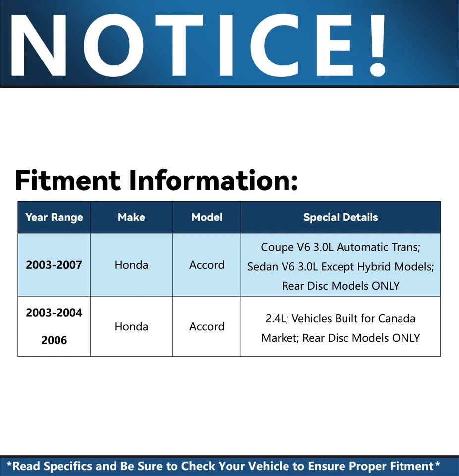 Pastillas de freno delanteras traseras perforadas para Honda Accord 2003 2004 2005 2006 2007 Foto 2 de 4