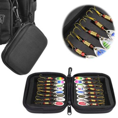 16pcs Fishing Lures Spinners Baits Spoon Set with Tackle Bag Trout Bass Tackle*