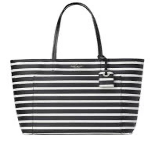 Borsa nautica Kate Spade New York Hyde Lane Stripe Riley bianca e nera nuova