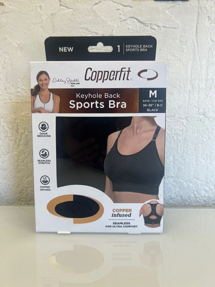 Copper Fit Women's Seamless Keyhole Back Sports Bra Size M 36 - 38 | B - C