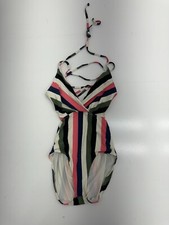 Sunn Lab Swim Green Pink Blue Striped One Piece Swimsuit Womens Size Small