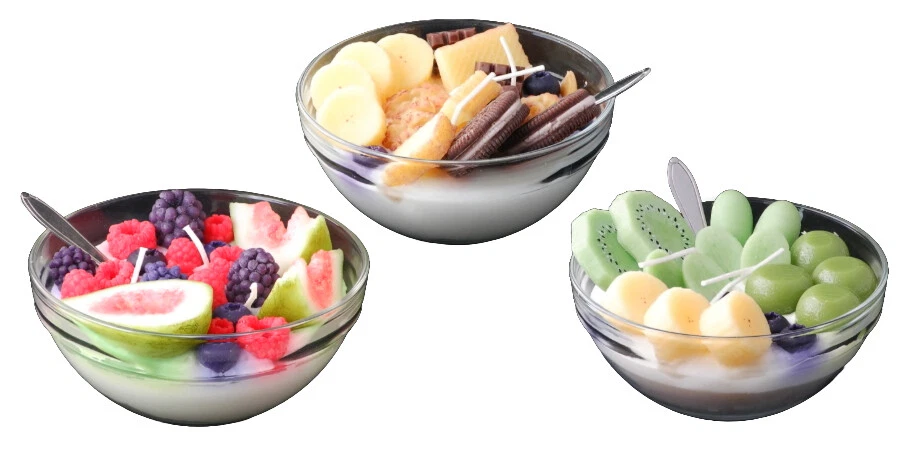 Fruit Yogurt Ice Cream Scented Candle Simulation Cereal Bowl Soy Wax Candle Gift - image 4 of 4