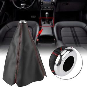 Shift Boot Cover Red Line Car Manual Gear Shift Knob Boot Dust Cover Made of Black Pu Leather with Red Seams and Blue Seams 