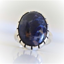 SODALITE NATURAL GEMSTONE RING 925 SOLID STERLING SILVER HANDMADE JEWELRY RING