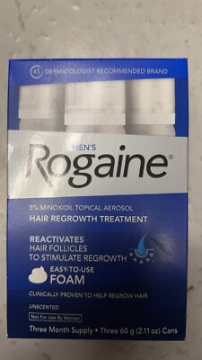 Rogaine Mens Regrowth Foam 5% Unscented 3 Month Supply  EXP 2027 100% Authentic