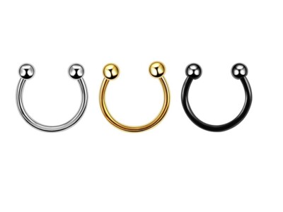 Thin 1mm Gauge 8mm Dia HorseShoe Barbell Ring Septum Lip