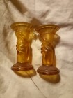 2 FENTON STRECH AMBERINA GLASS 4" HAND VASE VASES CANDLE HOLDERS They Glow — photo 1