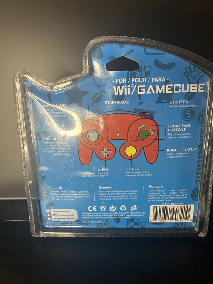 GameCube NEW Old Skool Wired Controller Joystick for Gamecube System - Red - Image 2 of 2