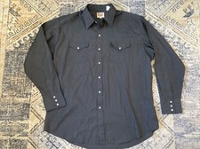 Vintage ELY CATTLEMAN Black Western Shirt Mens Sz XL Pearl Snaps Pockets L/S EUC