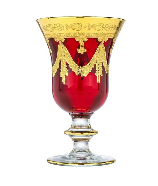 Set of 6 Interglass Italy Crystal Glasses Ruby Red Italian Wine