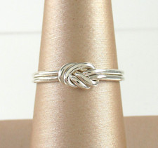 .925 Sterling Silver Knot Ring Twisted Woven Two Row Unique sz 7.25