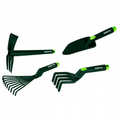 Handwerkzeugset 4 Stück aus Kunststoff (Harken, Schaufeln, Hacken/Krallen)