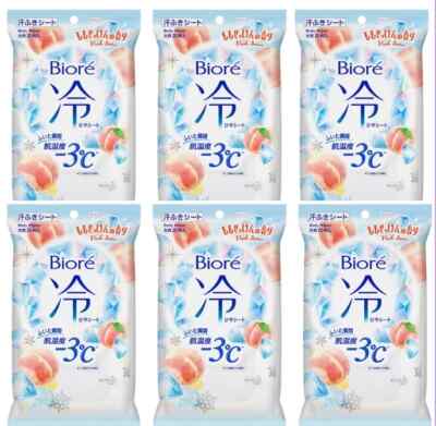 KAO Biore Cool Sheet Body Wipes Deodorant Refresh Floralv  6-Pack Set from Japan