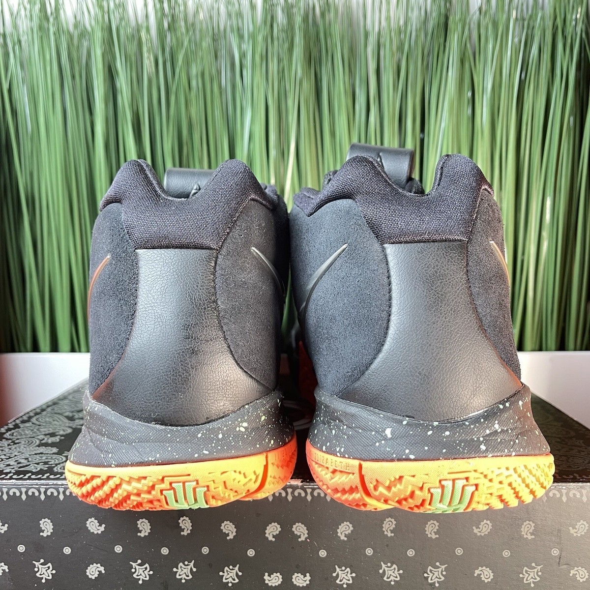 Nike Kyrie 4 Mens Basketball Shoes Black Silver Orange