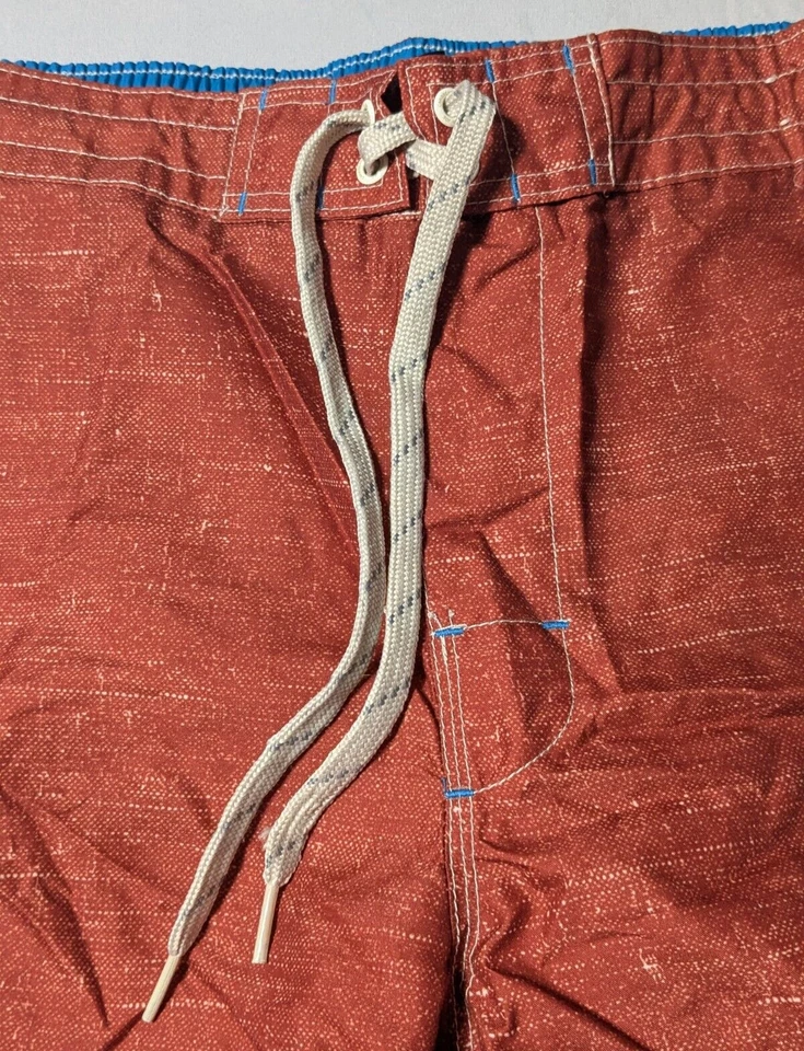 CARIBBEAN JOE Men Large Burnt Brown Built In Brief Drawstring 7" Swim Trunks - Image 3 of 4