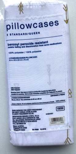 Benzoyl Peroxide Resistant Queen Standard Pillowcases 2 White w/ Arrows - 第 3/6 張圖片