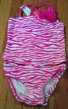 The Childrens Place Girls 5 Tankini Swim Suit Pink White