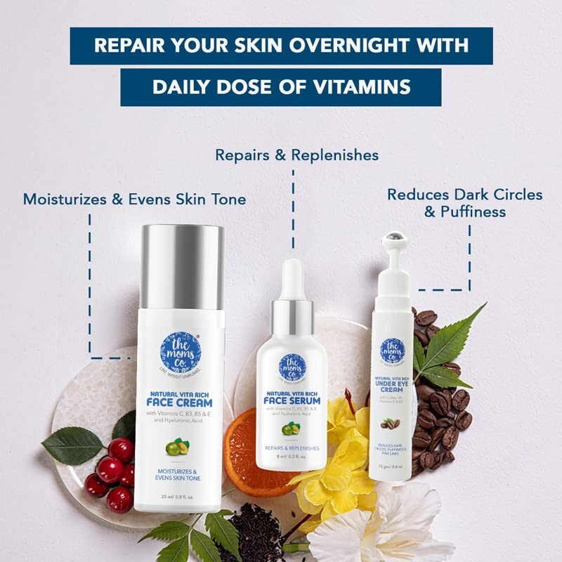 The Moms Co. Skincare Starter Kit With Face Serum, Cream And Under Eye
